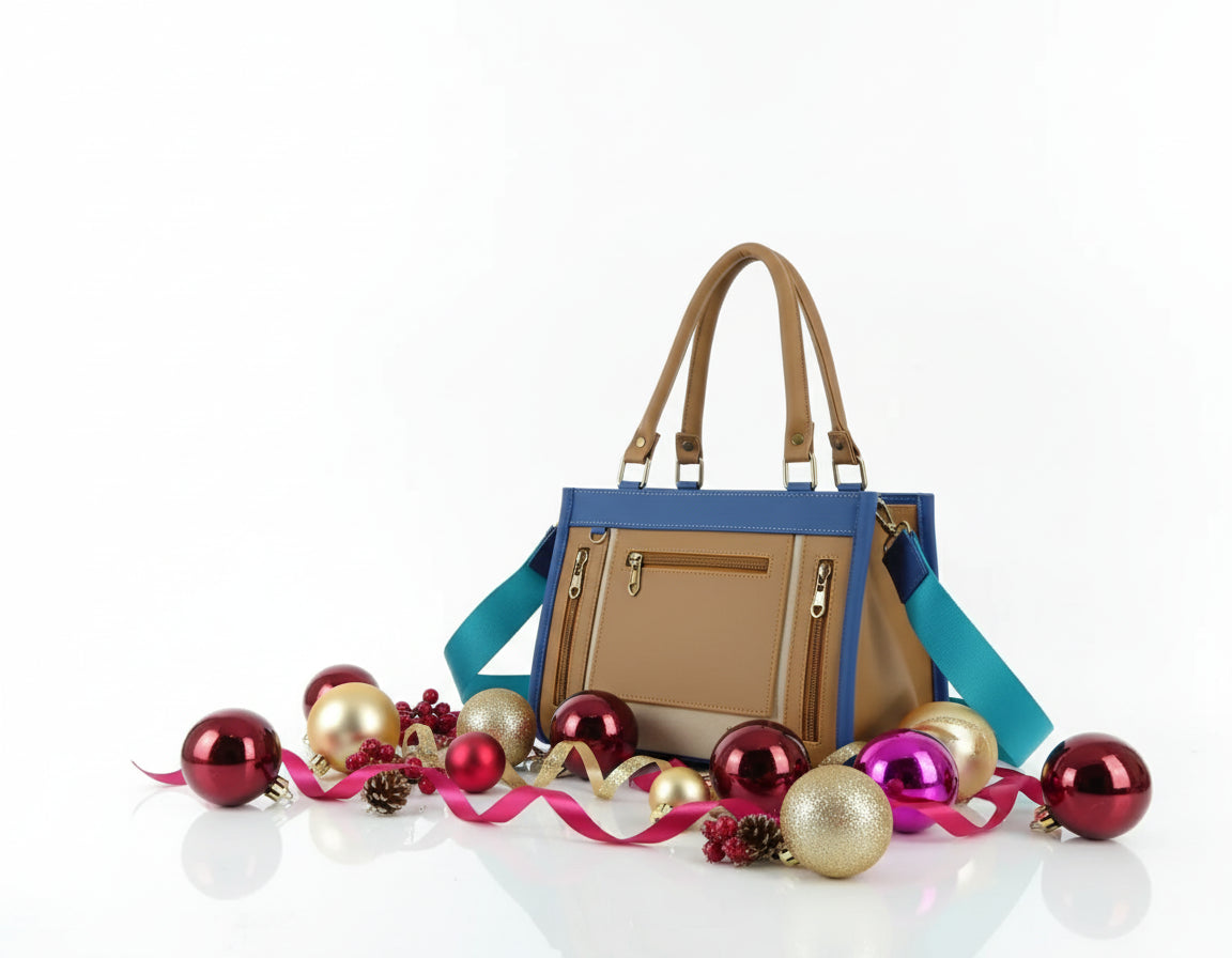 Cartera mediana dos tonos con bolsillos - Totti Mediana